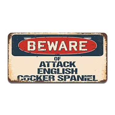 Imagem de SignMission Beware of Attack English Cocker Spaniel placa de alumínio 30,48 cm x 15,24 cm serve para qualquer carro, caminhão, SUV, trailer ou trailer | Feito nos EUA