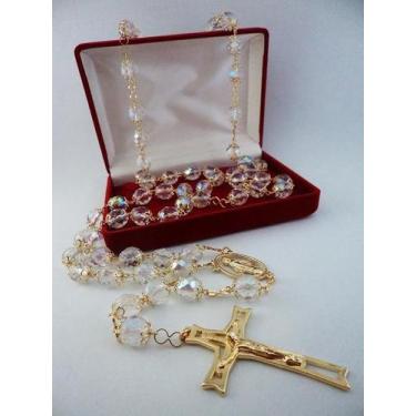 Imagem de Terço cristal tcheco jablonex furta cor 12mm - folh. ouro - armazem