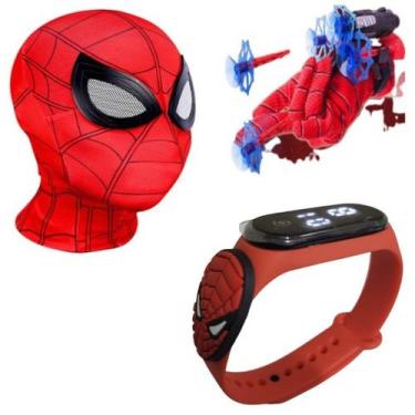 Imagem de Máscara,luva lança-dardos e relógio infantil Homem-Aranha_BV - SMACTUD