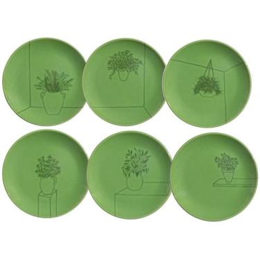 Imagem de Jogo de Pratos de Sobremesa Rita Lobo Porto Brasil Ervas Variadas 6 Un