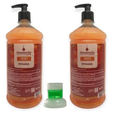 Imagem de 2 Sabonete Líquido 1 Litro Grande Pitanga Cheiroso Hidratante Antialér