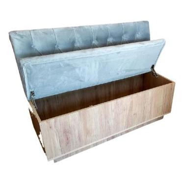 Imagem de Canto alemão reto 1,20cm com baú amadeirado assento e encosto preto co