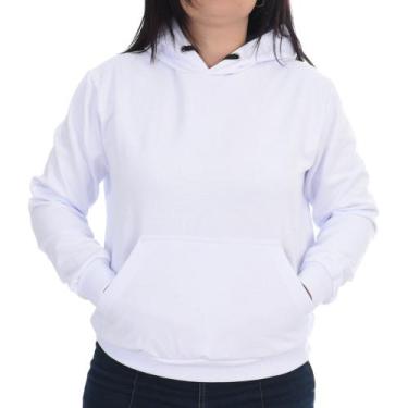 Imagem de Blusa Moletom Canguru Flanelado Feminino Liso - Elite, Branco, GG