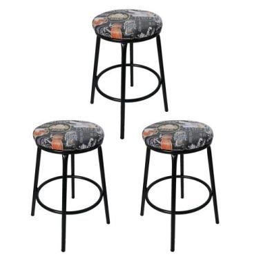 Imagem de Kit 3 Banco Baixo 50 Cm de Altura Sem Encosto Para Cozinha Mesa Estrut