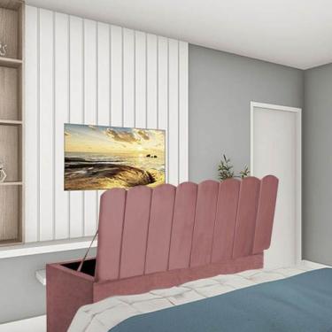 Imagem de Calçadeira Baú Recamier Solteiro 90CM Alanis Suede Rosê - D A DECOR - 