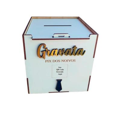 Imagem de Cofre Caixa Casamento Pix Urna Personalizado Qr Code Noivos - Medeiros