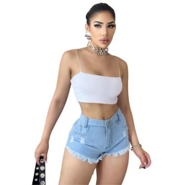 Imagem de Short Feminino Jeans Curto Azul Claro - Fortaleza Jeans, 42, Jeans