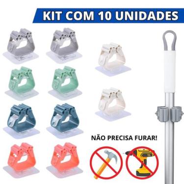 Imagem de Suporte De Vassoura Pá Mop Organizador De Parede Pendurar 1 Gancho Ade