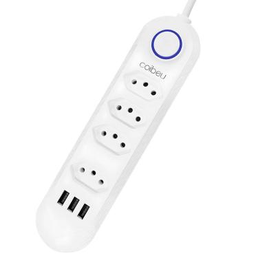 Imagem de Régua Extensão de 4 Tomadas 3 USB Bivolt Filtro de linha 1m