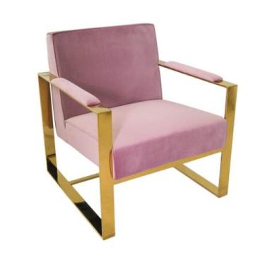 Imagem de Poltrona Annete Moderno Lilás c Estrutura Dourado Luxo - LUXdécor Casa