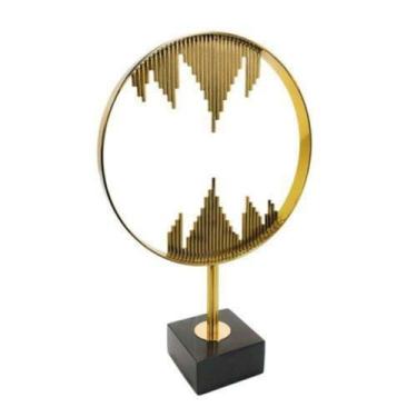 Imagem de Escultura Enfeite Circulo c Traços Maior Metal Dourado Luxo - LUXdécor