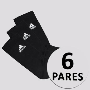 Imagem de Kit Meia Adidas 6 Pares Cano Alto Preta e Branca, M