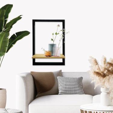 Imagem de Prateleira designer quadro decorativa preta com cru - Multivisão