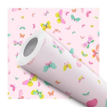 Imagem de Papel de Parede Vinílico Autoadesivo Lavável Jardim Borboletas Colorid