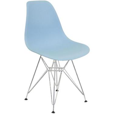 Imagem de Cadeira Charles Eames Eiffel Base Metal Cromado - Lianto Decor, Azul