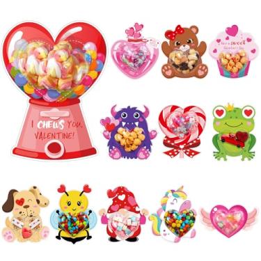 Imagem de Containlol Pacote com 48 cartões de presente de Dia dos Namorados com desenhos Happy Valentines Candy Holder Cards with Heart Adhesive Shaker Pouches for School Classroom Exchange Gifts Party Supplies