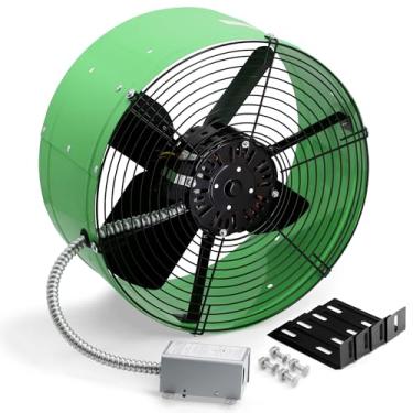 Imagem de Hipoilk Ventilador de sótão elétrico de montagem em empena com termostato ajustável, exaustor de sótão de 38 cm, 1650 CFM, 1075 RPM, 3,4 Amp