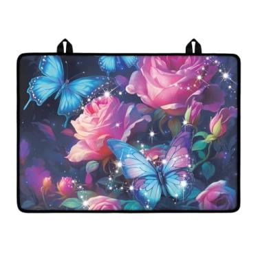 Imagem de YUVAMAGIMO Tapete antiderrapante para fogão elétrico Butterfly Rose para fogão de vidro, lavável, reutilizável, protetor de placa de fogão, tapetes de secagem de pratos para cozinha, 53 x 73 cm