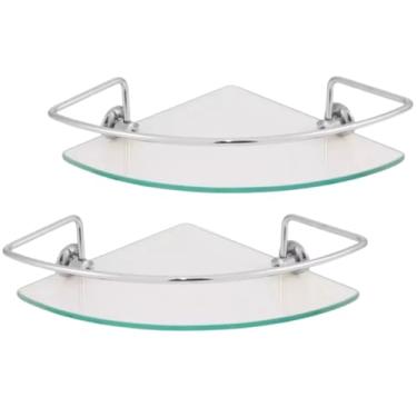 Imagem de Kit 2 Prateleira Para Banheiro de Canto Porta Shampoo Vidro Temperado 6mm Cantoneira Para Banheiro Incolor