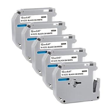 Imagem de M-K231 Fita de substituição para etiqueta Brother P-Touch M231 MK231 M-231 M-K231S 12 mm 119.4 cm branca para Brother PTouch PT-M95 PT-65 PT-80 PT-70 PT-45 PT-90 etiquetadoras, preto sobre branco