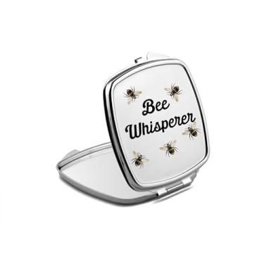Imagem de SpreadPassion Espelho compacto Bee Whisperer, presente de sussurro de abelhas, espelho fotográfico Bee Whisperer, espelho de maquiagem de viagem pequeno espelho portátil, espelho de bolso portátil,