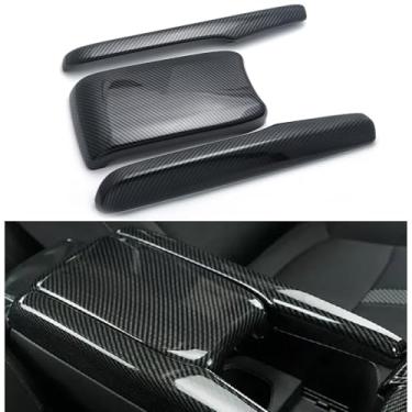 Imagem de Bledtax Capa de acabamento de console central ABS estilo fibra de carbono compatível com Honda Civic 10ª geração 2016-2021 capa de caixa de apoio de braço (3 peças)