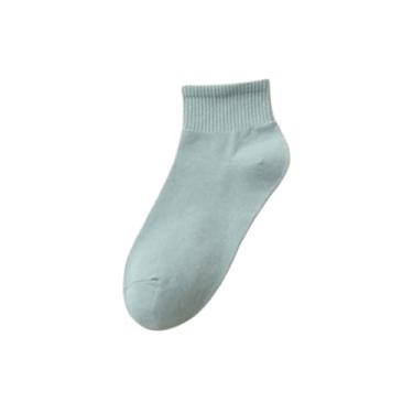 Imagem de chanstore 3 pares - Meias curtas femininas de algodão de cor sólida, puro algodão estudantil, esportes e lazer, meias curtas - azul neblina