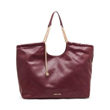 Imagem de Anne Klein Grande bolsa acolchoada costurada com alça de corrente, Verniz cereja, Large