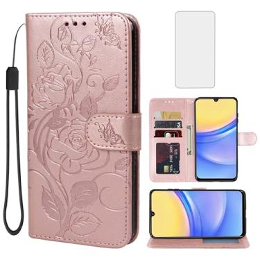 Imagem de Vavies Capa para Galaxy A16 5G, capa carteira para Samsung A16 com protetor de tela de vidro temperado, capa de celular flip de couro floral com suporte para cartão de crédito para Samsung Galaxy A16