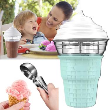 Imagem de Mini máquina de cone de sorvete, máquina de sorvete de frutas, raspadinha, máquina de sorvete de sorvete macio de laticínios congelados, cozinha doméstica Mini fruta automática saudável, sorvetei