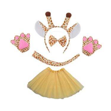 Imagem de YIJU Conjunto de fantasia de girafa acessórios de fantasia de cosplay para crianças de máscaras de Halloween, Amarelo