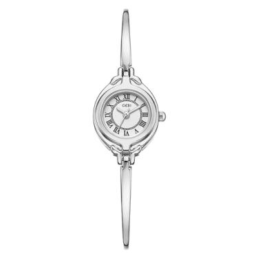 Imagem de Gosasa Relógio feminino clássico estilo pulseira vintage com mostrador pequeno e pulseira fina elegante relógio de pulso analógico feminino à prova d'água quartzo feminino dourado, Prateado, branco,