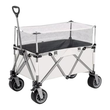 Imagem de carroça Carrinho de vagão simples com rodas, vagão utilitário dobrável, grande capacidade, acampamento, jardim, aumento, puxar, vagão dobrável