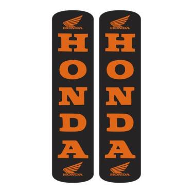 Imagem de Par De Adesivos Protetor De Bengala Honda Laranja Resinado - Resitank