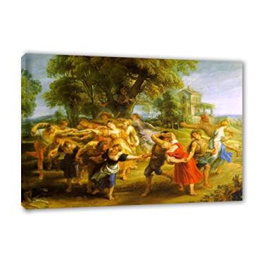 Imagem de JZSDGB Impressões de Peter Paul Rubens. Impressão de pinturas famosas emolduradas em tela. Reprodução em tela. Pôster "Uma dança camponesa". Imagens de religião de arte de parede em tela clássica 90 x