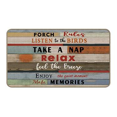 Imagem de XAPEK Tapete de porta antiderrapante para decoração de casa, 43 x 76 cm, capacho engraçado, entrada interna, tapete de varanda, tapetes de cozinha de fazenda - Regras de varanda