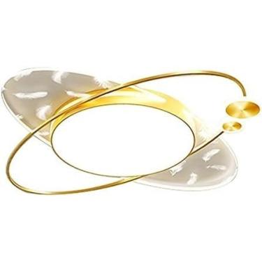 Imagem de Lustre Tricolor Dimming LED Luzes de Teto de Quarto Moderno Oval Forma Sala de Jantar Luz de Teto, Lustres de Teto de Metal Acrílico, Decoração Moderna