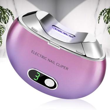 Imagem de Cortador de unhas elétrico automático com 3 níveis de velocidade e armazenamento de clipe de unha, visor digital LCD, aparador elétrico de segurança recarregável por USB, adequado para bebês,