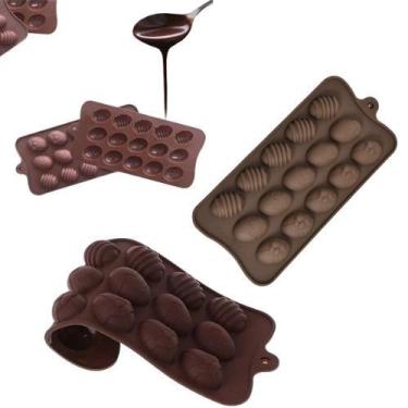 Imagem de Kit 2 Formas Silicone Ovo De Páscoa Chocolate Pequena Mini Antiaderent