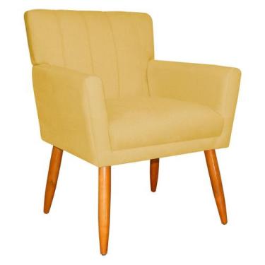 Imagem de Poltrona Decorativa para Sala de Estar Cecília Suede Amarelo - Montana