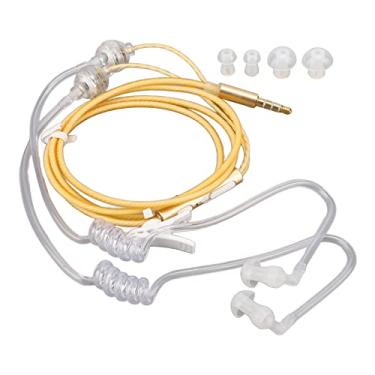 Imagem de Fone de ouvido com tubo de ar de 3,5 mm, fone de ouvido binaural portátil, fone de ouvido com tubo para redução de ruído de laptop e tablet (Laranja)