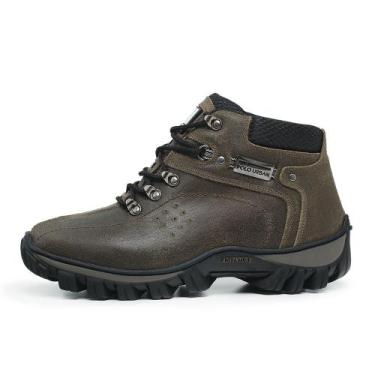 Imagem de Bota Coturno Masculino Adventure Americano em Couro Oliva Polo Urban, 