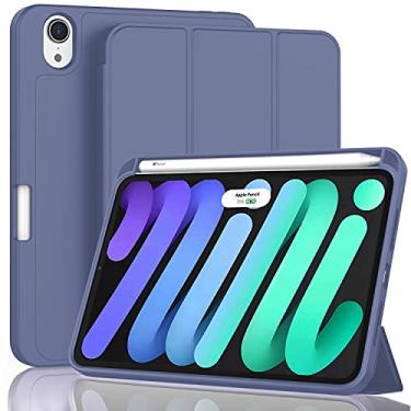 Imagem de ZryXal Para Ipad Mini 7 Case A17 Pro 2024/Ipad Mini 6 Case 2021 8,3 Polegadas Com Suporte Para Lápis, Ipad Mini 7ª/6ª Geração Case Com Parte Traseira De Tpu Macio E Suspensão/Ativação Automática, La