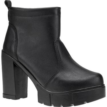 Imagem de Bota Coturno Feminino Salto Alto Grosso Tratorada Cano Curto - LAZZLU,