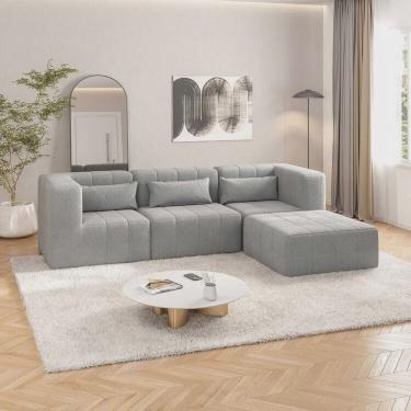 Imagem de Sofá Modular de Canto 02 Cantos 01 Poltrona e 01 Puff Easybox Cabecasa Madeiramadeira