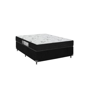 Imagem de Cama Box Viúva + Colchão D33 One Face - 56x128x188cm - e-Shop Casa - Suede Preto