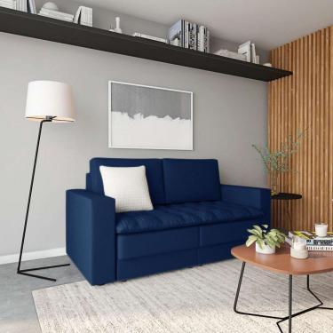 Imagem de Sofá 3 Lugares Retrátil Lancy Linho Azul Marinho 180 cm
