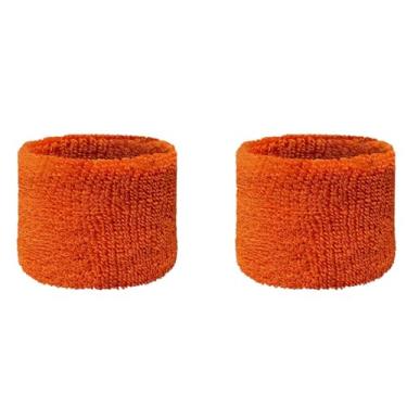 Imagem de Couver Pulseira de moletom juvenil de algodão felpudo laranja de 7,6 cm para esportes e mais, 1 par
