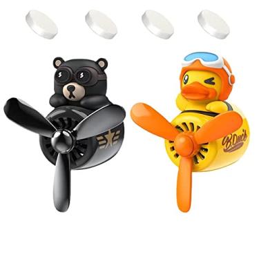 Imagem de 2 Pieces Car Air Fresheners, Cute Bear Pilot Car Diffuser, Propeller Air Outlet Vent Fresheners, Car Perfume Suitable for Car Interior Decoration (Bear+Duck)