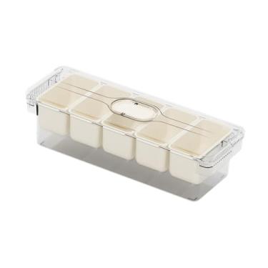 Imagem de ＫＬＫＣＭＳ Bandeja de servir dividida com tampa e manuseio de contêiner de armazenamento de frutas servidor de condimentos multiuso para frutas secas sobremesas, Apenas Caixa